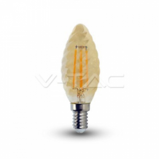 Led V-TAC  4W Filament E14 свещник от кехлибарено покритие 2200K Топла бяла светлина